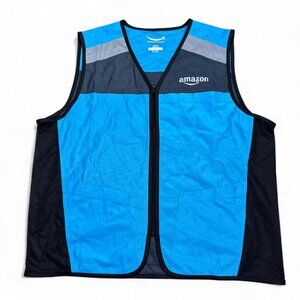 Amazon Men's Blue Black AFV01U Sleeveless DSP Active Safety Vest Size 4XL/5XL